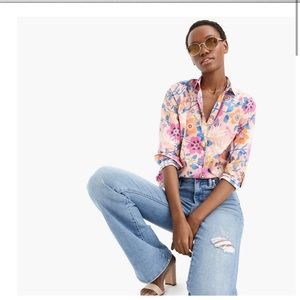 J. Crew Classic Popover Shirt Liberty Fabric floral Size 8